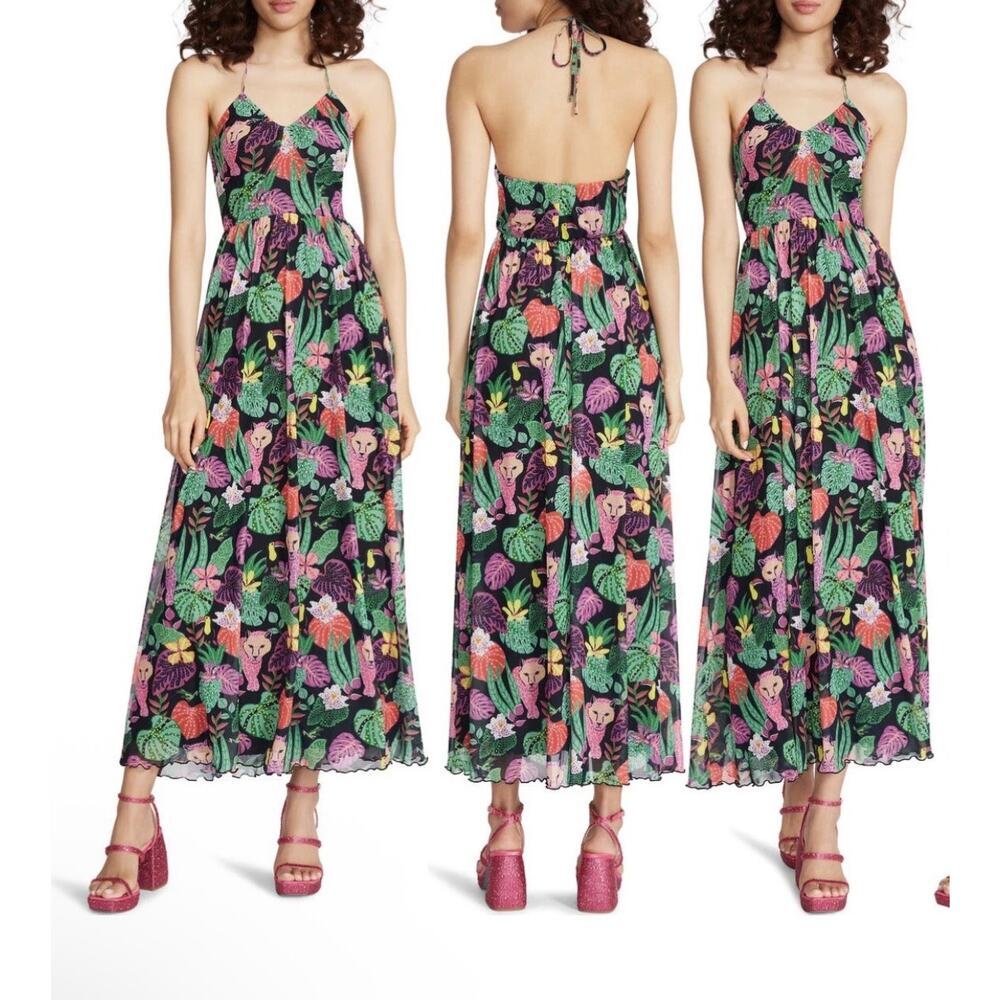 Betsey Johnson Women’s Paulina Halter Maxi Black Dress Size Small